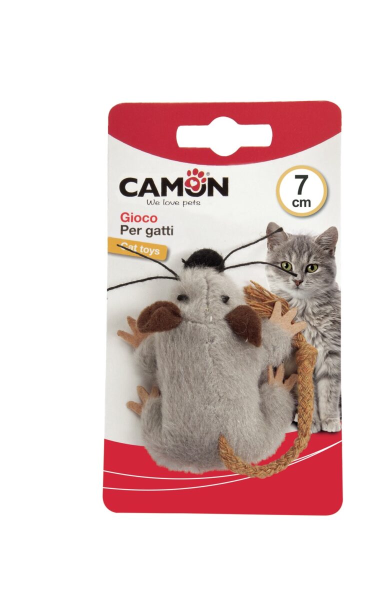 CAMON plush mouse w/rope tail 7cm, игрушка для кошек