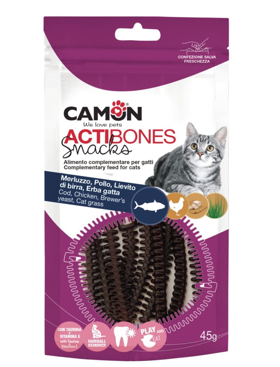 Camon Cod and chicken actibones лакомство для кошек 45g