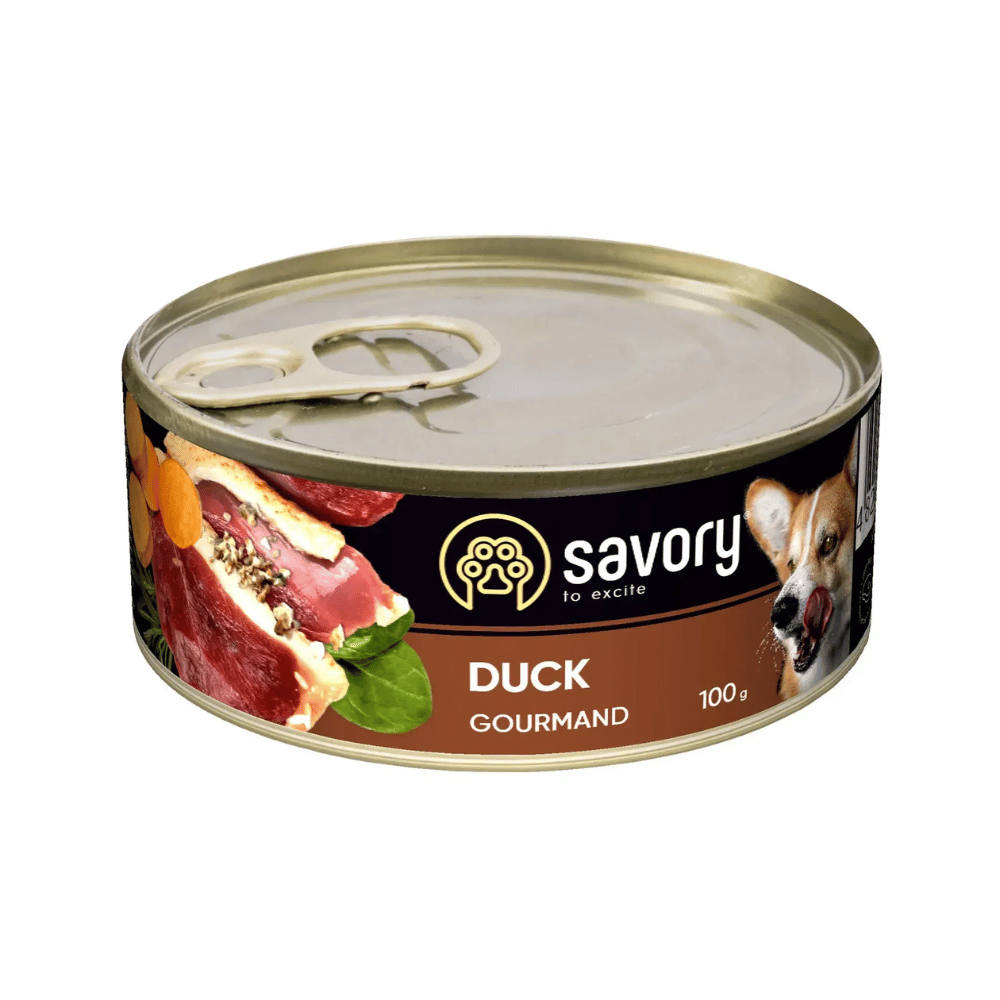 Savory Dog Adult Gourmand duck 100g, влажный корм с уткой для собак 1 PetHouse Moldova Savory Dog Adult Gourmand duck 100g, влажный корм с уткой для собак