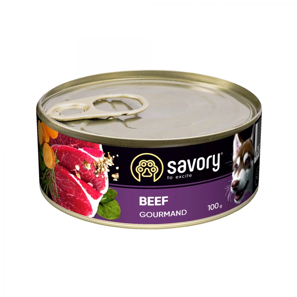 Savory Dog Adult Gourmand beef 100g, влажный корм для собак с говядиной 1 PetHouse Moldova Savory Dog Adult Gourmand beef 100g, влажный корм для собак с говядиной