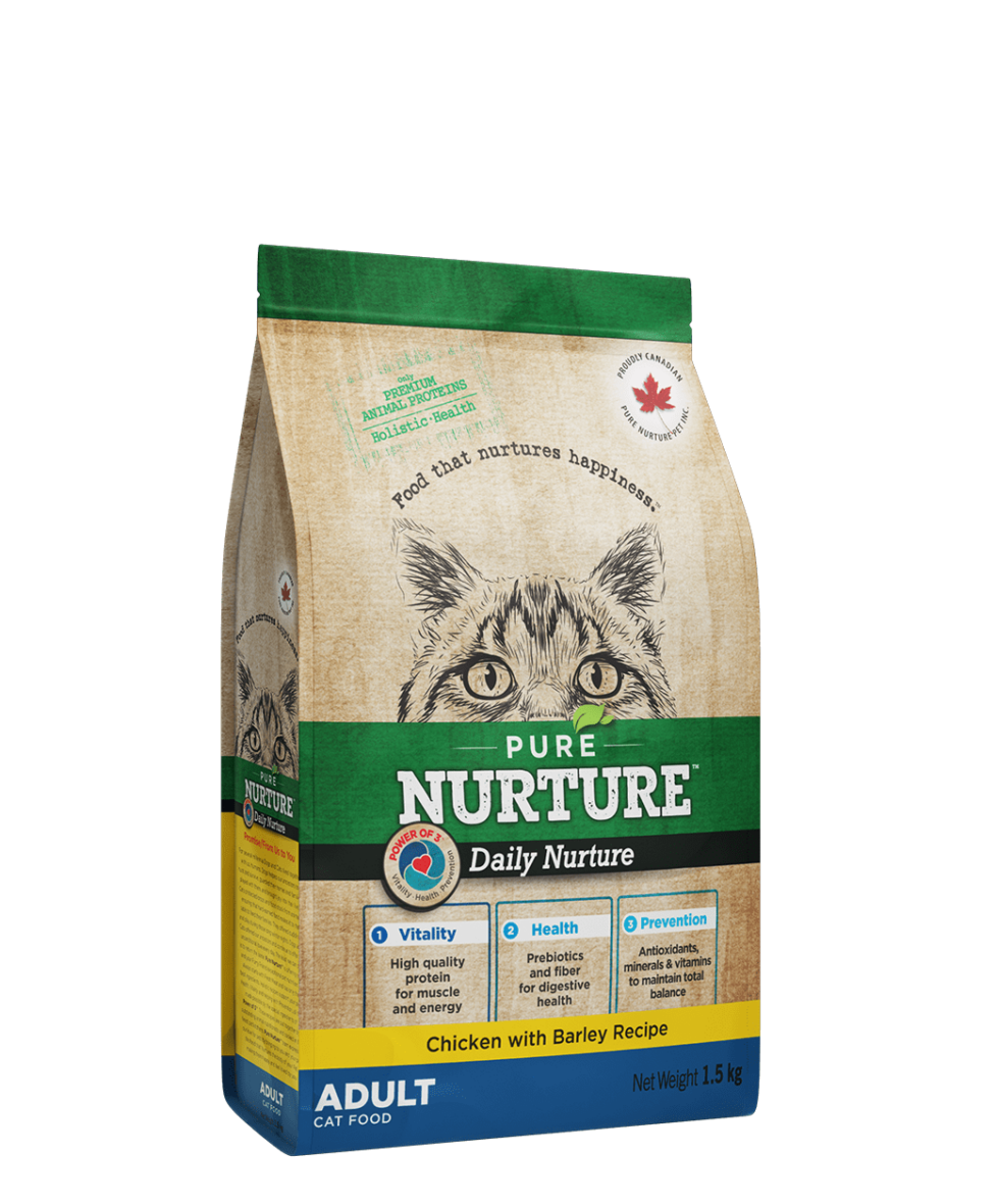 PURE NURTURE™ Daily Nurture Power of 3™ Complete dry cat food for adults, chicken with barley, сухой корм с курицей и ячменем для взрослых кошек 1 Pet-House Moldova PURE NURTURE™ Daily Nurture Power of 3™ Complete dry cat food for adults, chicken with barley, сухой корм с курицей и ячменем для взрослых кошек