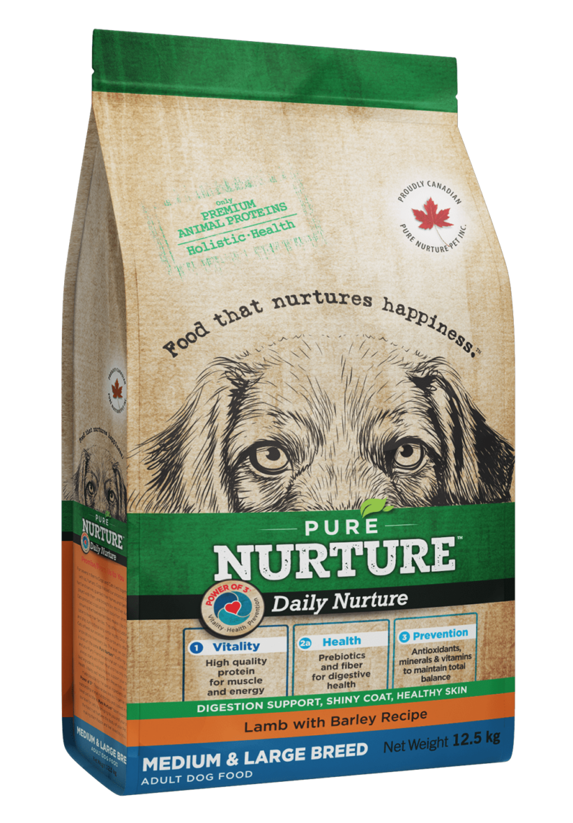 PURE NURTURE™ Daily Nurture Power of 3™ Complete dry dog food for adults, medium and large breeds, lamb with barley, сухой корм с ягненком и ячменем для собак средних и крупных пород