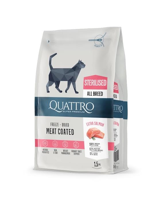 QUATTRO dry food for adult sterilized cats with extra salmon, сухой корм с лососем для стерилизованных кошек 1 Pet-House Moldova QUATTRO dry food for adult sterilized cats with extra salmon, сухой корм с лососем для стерилизованных кошек