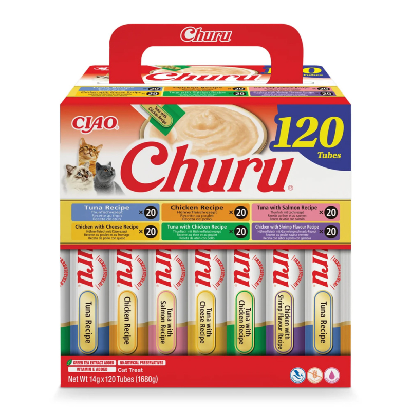 CHURU кремовое лакомство для кошек, курица с тунцом ассорти (120 sticks) 1 Pet-House Moldova CHURU кремовое лакомство для кошек, курица с тунцом ассорти (120 sticks)