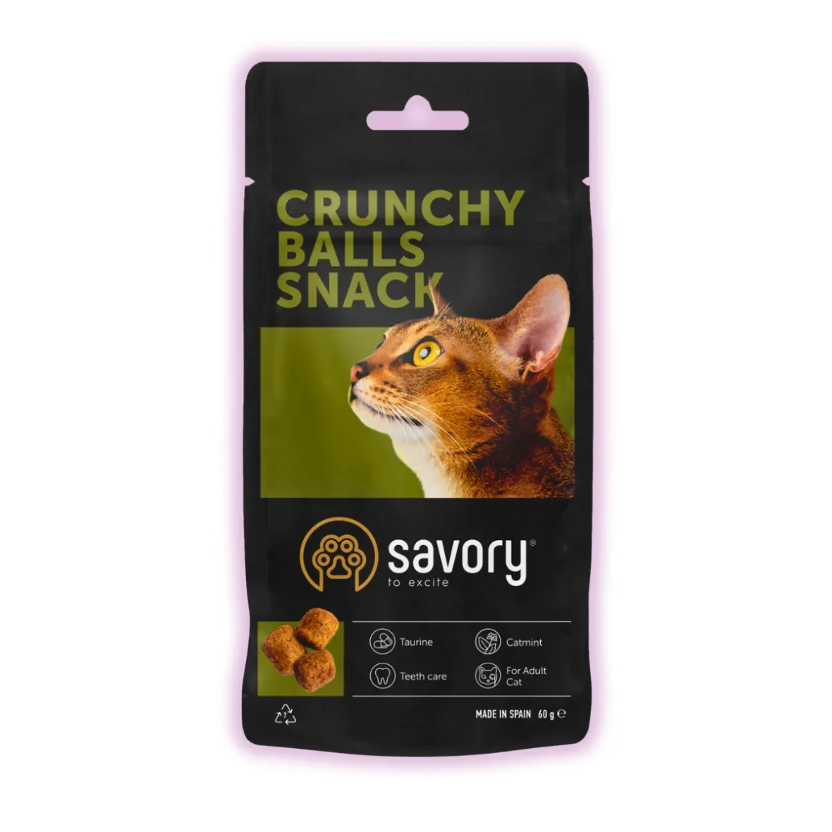 Savory Cats Snacks Crunchy Balls for exigent cats with cat mint 60 g, лакомство для кошек 1 Pet-House Moldova Savory Cats Snacks Crunchy Balls for exigent cats with cat mint 60 g, лакомство для кошек