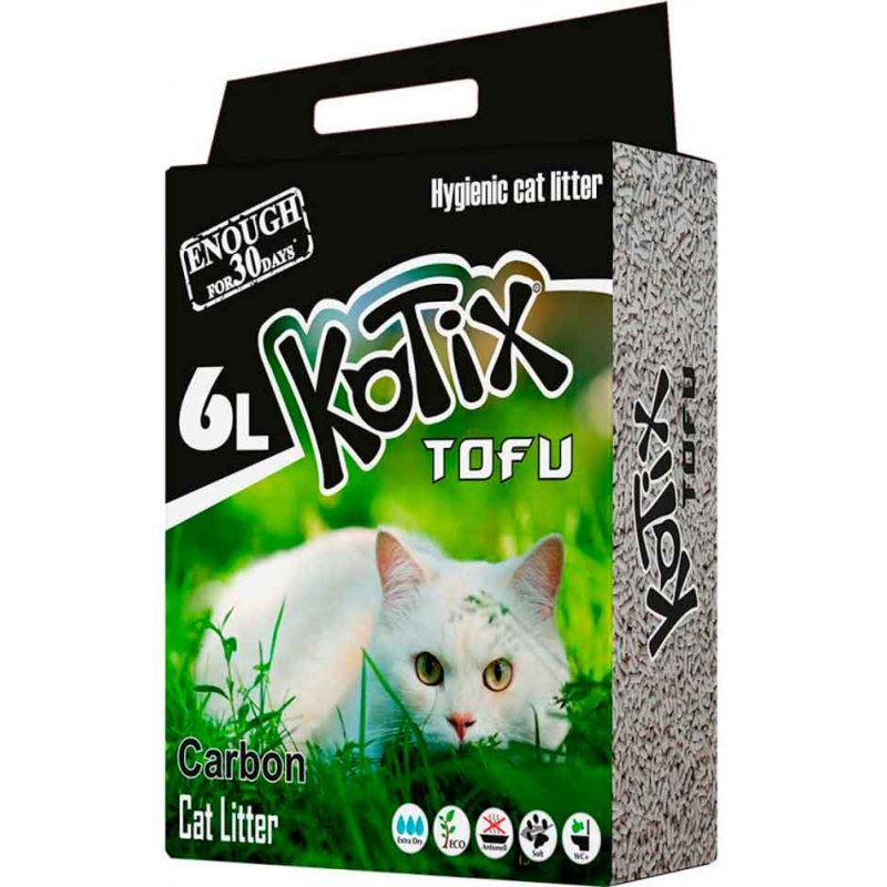 Kotix Tofu Carbon - Наполнитель соевый с активированным углем для кошачьего туалета 1 PetHouse Moldova Kotix Tofu Carbon – Наполнитель соевый с активированным углем для кошачьего туалета