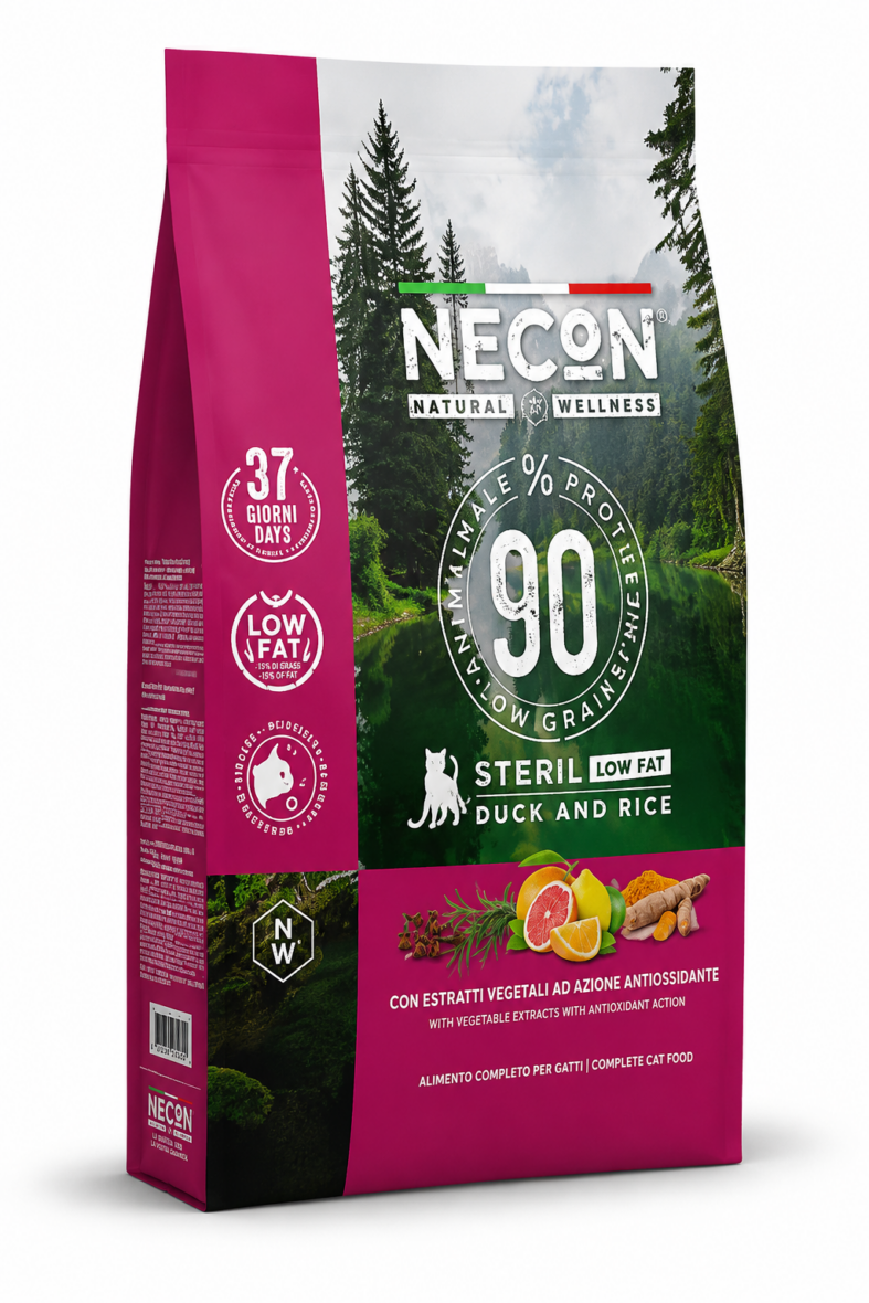 NECON NW CAT STERIL LOW FAT DUCK 1,5 KG, сухой корм для стерилизованных кошек, с уткой