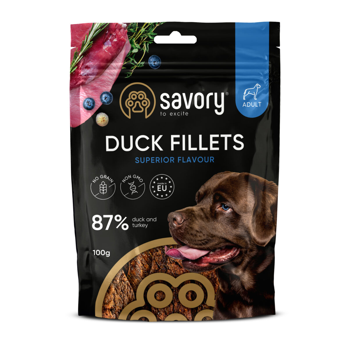 Savory Jerky Adult Dog Duck bar 100 g, лакомство для собак с уткой 3 PetHouse Moldova Savory Jerky Adult Dog Duck bar 100 g, лакомство для собак с уткой
