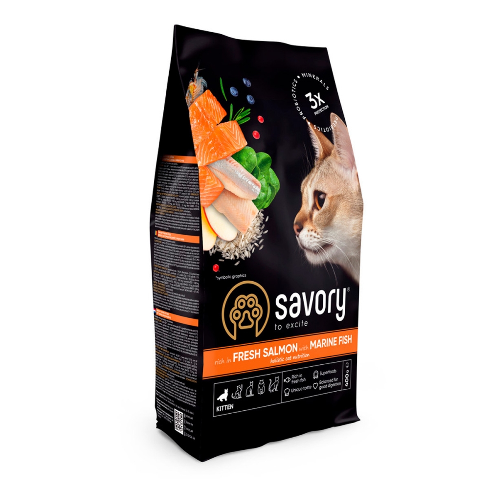 Savory kitten with salmon and marine fish, сухой корм для котят с лососем и морской рыбой 1 PetHouse Moldova Savory kitten with salmon and marine fish, сухой корм для котят с лососем и морской рыбой