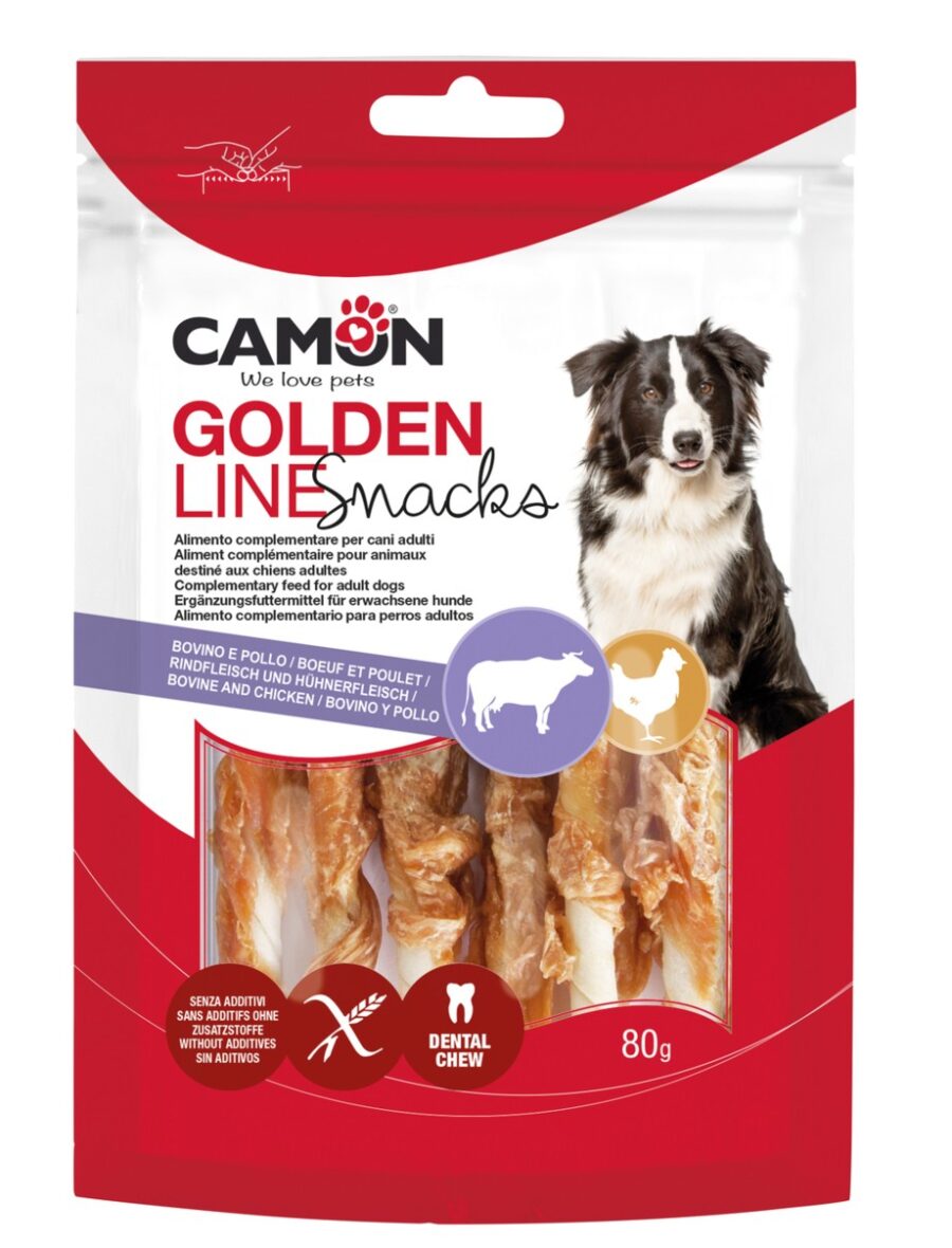 CAMON Rawhide rolls with chicken breast 80g, лакомство с курицей, для собак