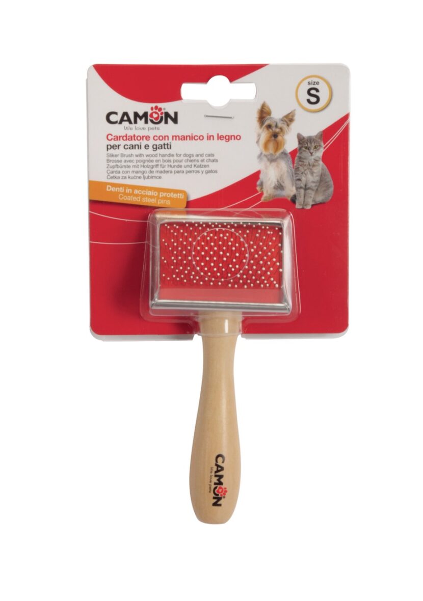 CAMON Slicker brush with wooden handle L, пуходерка